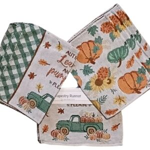 Tapestry Placemat Leave and Pumpkins Table Linen Set of 6 Mats and A Runner